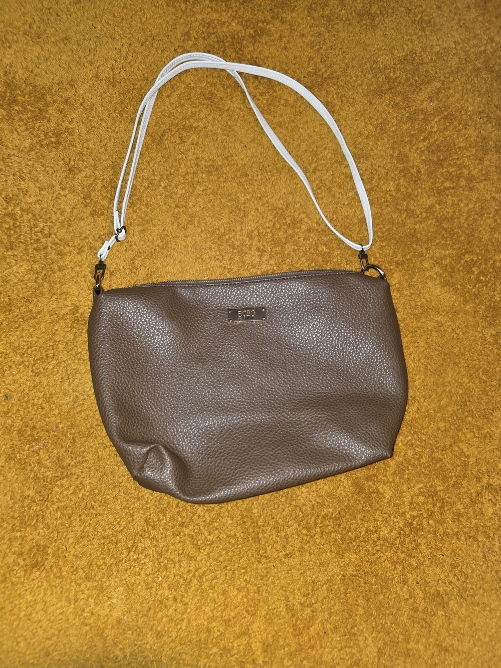 BCBG Paris Brown Pebbled Faux Leather Crossbody Bag Pouch